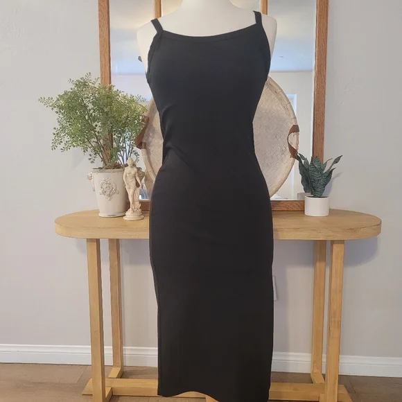 mini black bodycon dress for women Organic Cotton Ribbed Knit Tank Dress – Pure Prairie main image 0